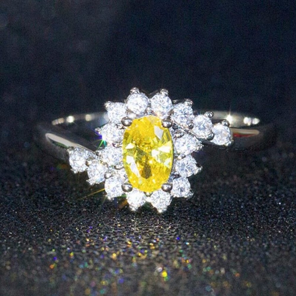 New Exquisite 925 Silver Oval Cut Citrine Ring - Picture 2 of 2